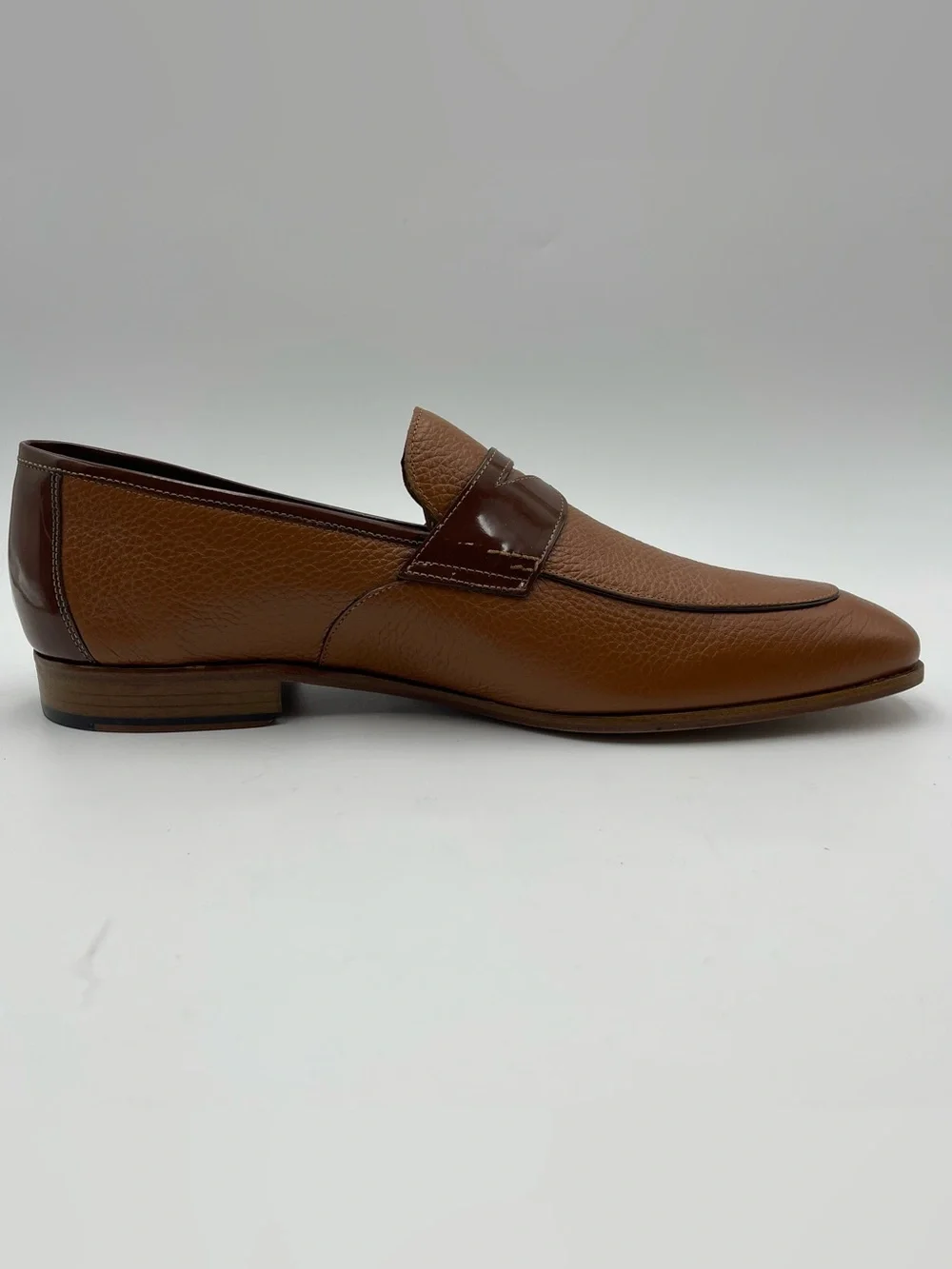 Mezlan SZ 14M Camel Tonal Contrast Pebble Leather Classic Penny Loafer-MSRP $425